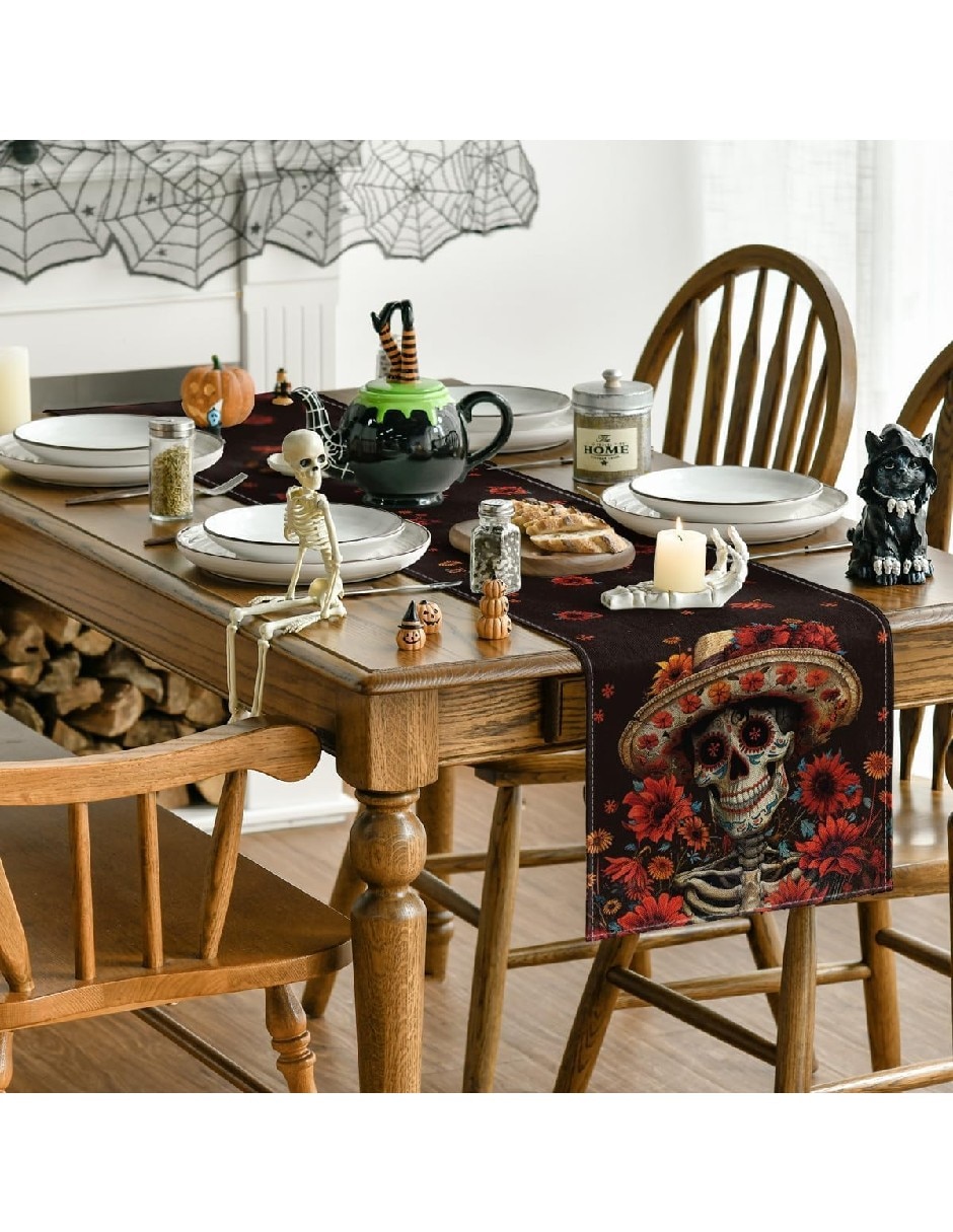 Camino mesa rectangular día de muertos 2