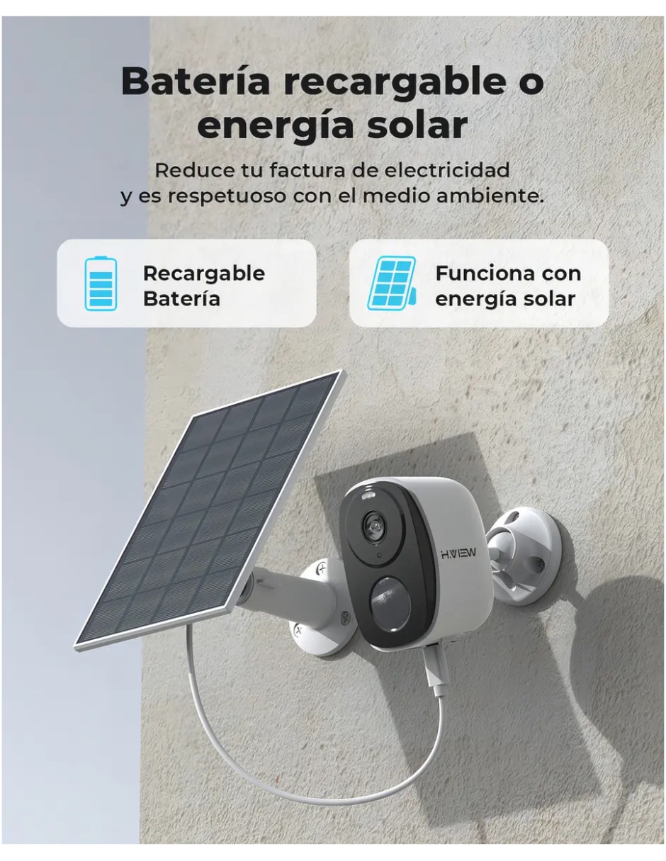Cámara solar de seguridad modelo Inalámbrica Full HD 10° a 90° para exterior