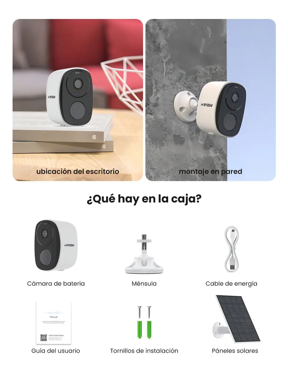 Cámara solar de seguridad modelo Inalámbrica Full HD 10° a 90° para exterior