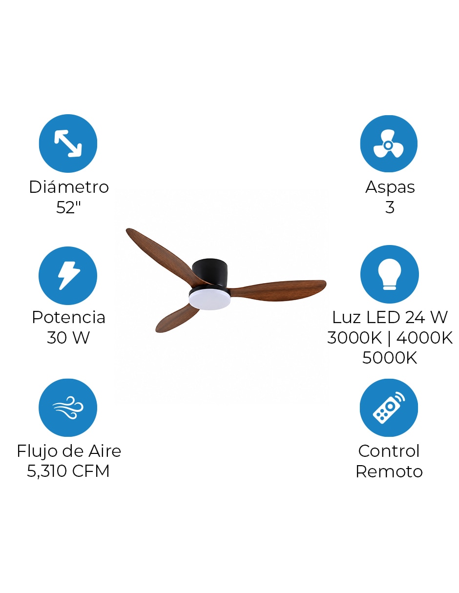 Ventilador de techo con control remoto 6 velocidades 2