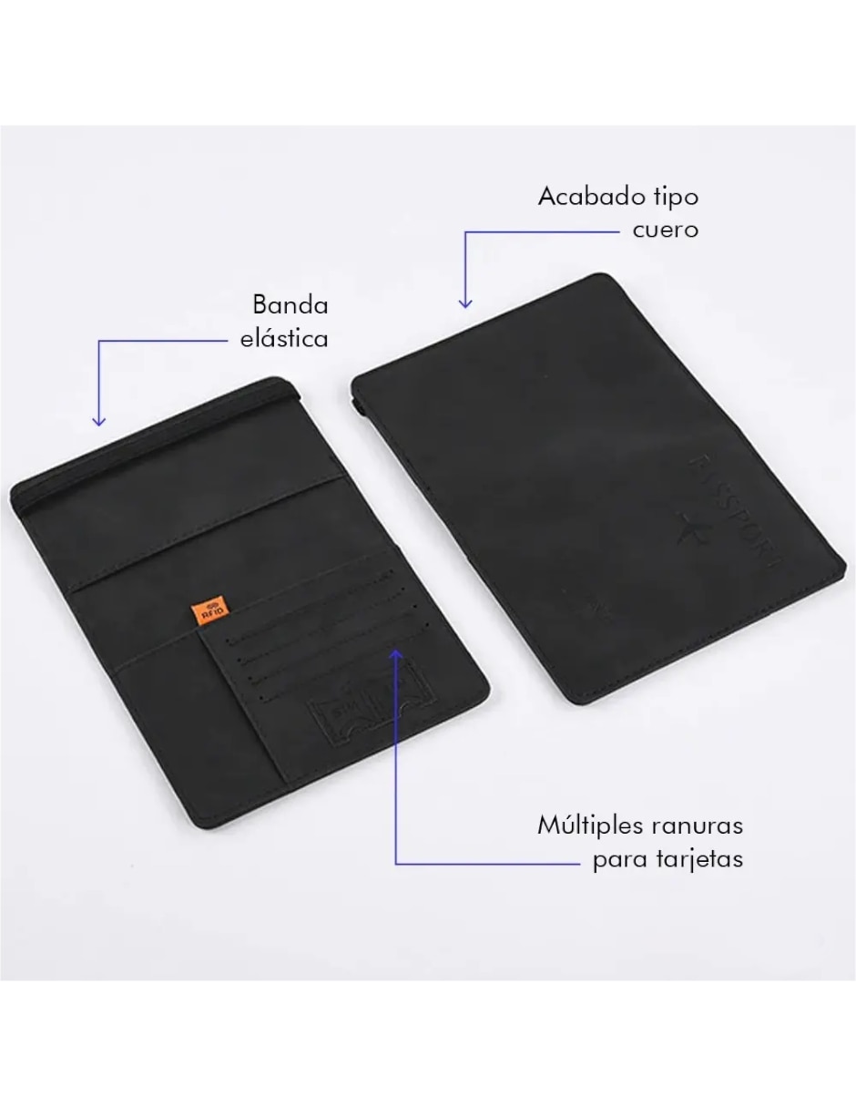 Porta pasaporte de mezcla de materiales