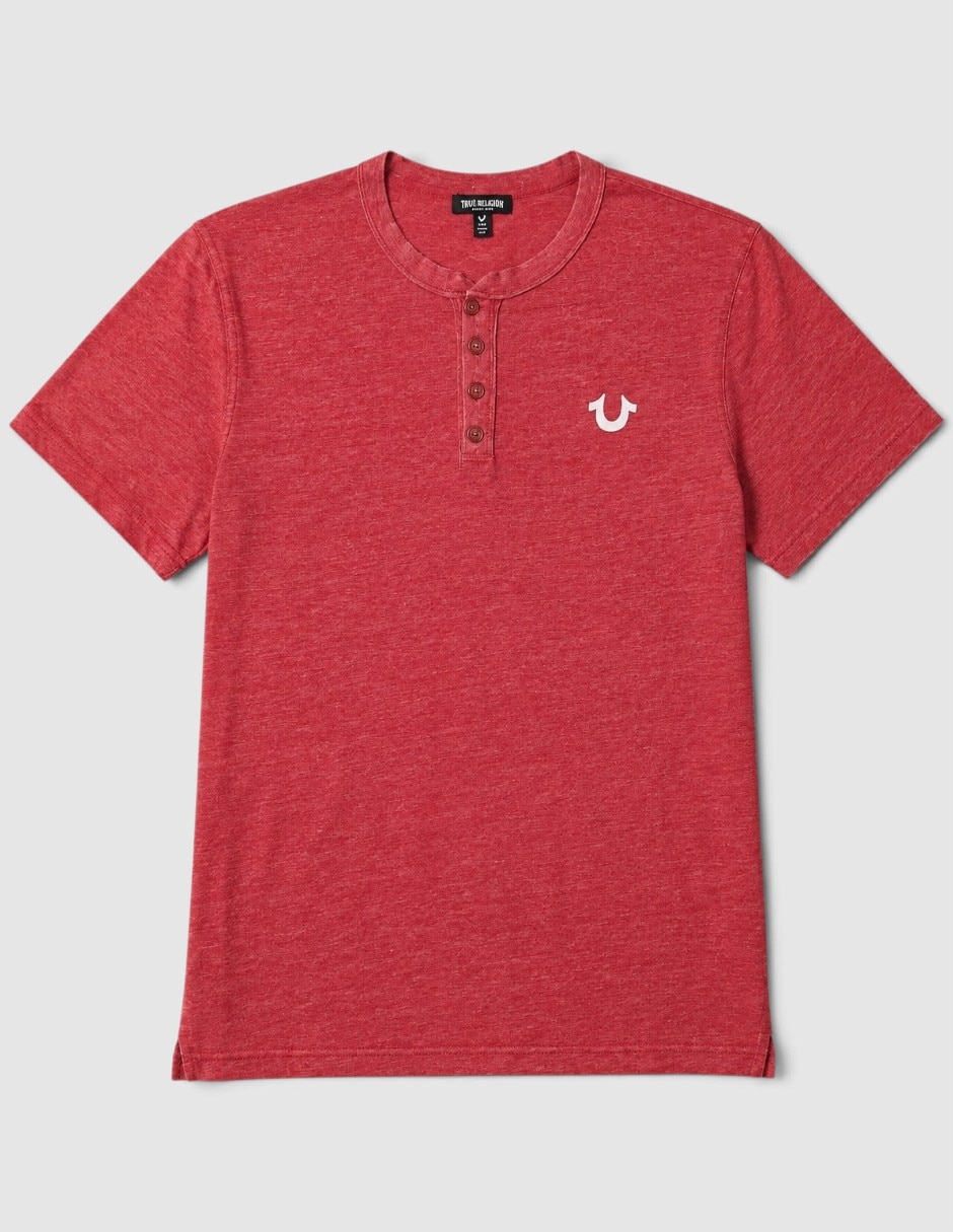 Playera cuello henley para hombre