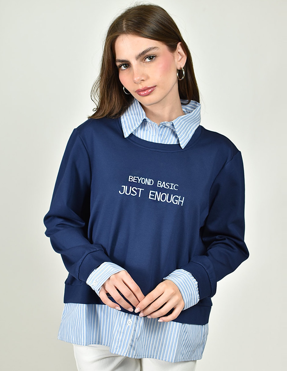Sudadera con efecto doble prenda para mujer Sudadera con efecto doble prenda para mujer