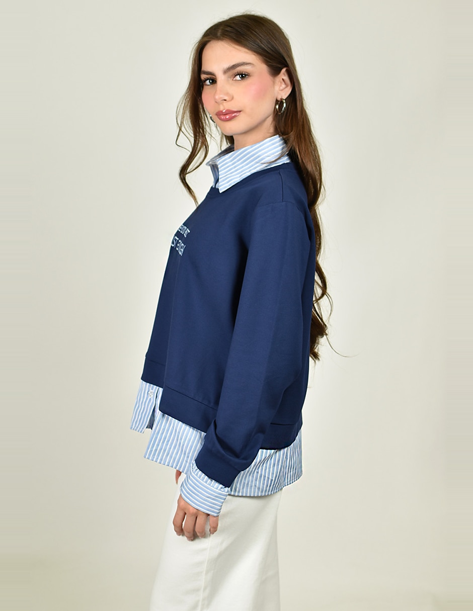 Sudadera con efecto doble prenda para mujer 5