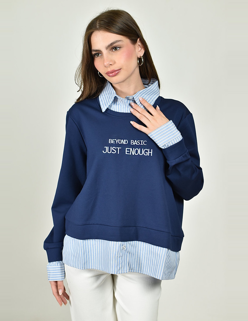 Sudadera con efecto doble prenda para mujer 3