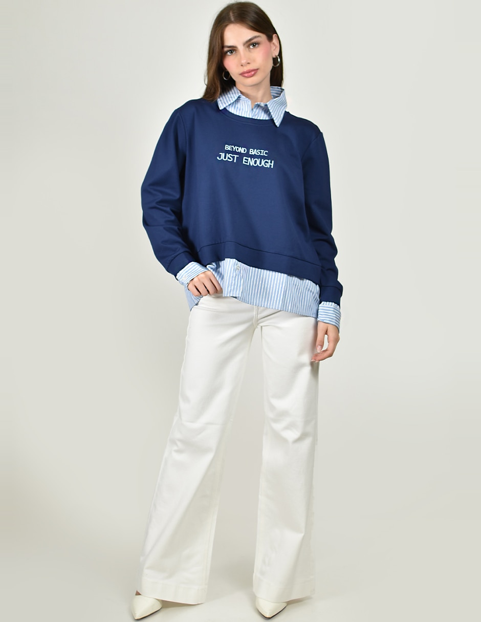 Sudadera con efecto doble prenda para mujer 2