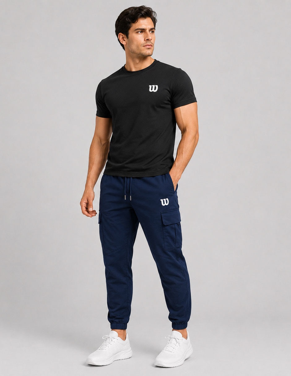Jogger estampado logo con bolsillos para hombre 6