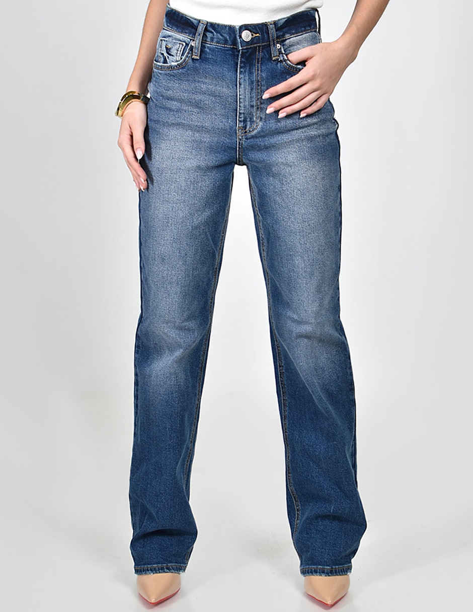Jeans wide leg cintura alta para mujer