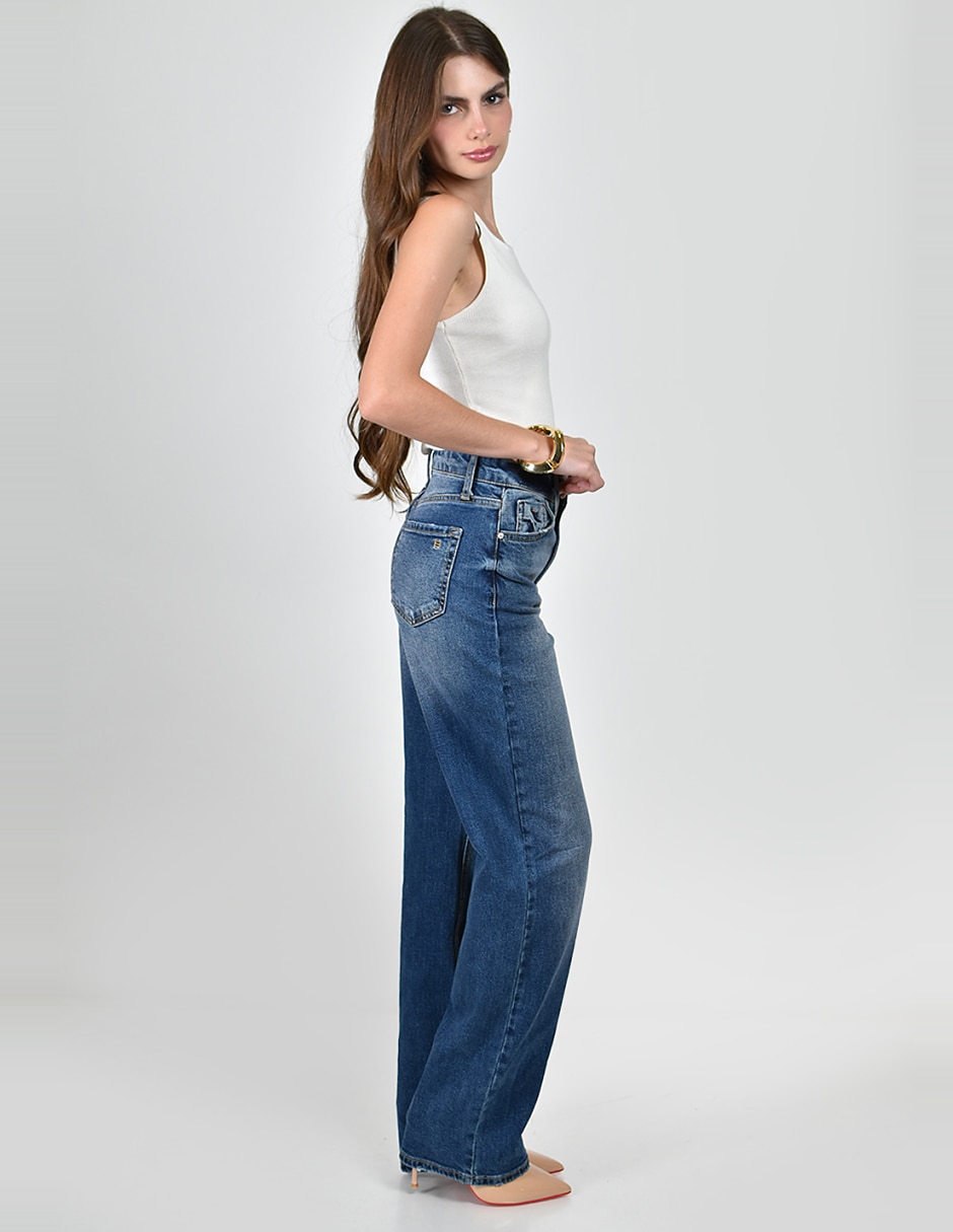 Jeans wide leg cintura alta para mujer 5
