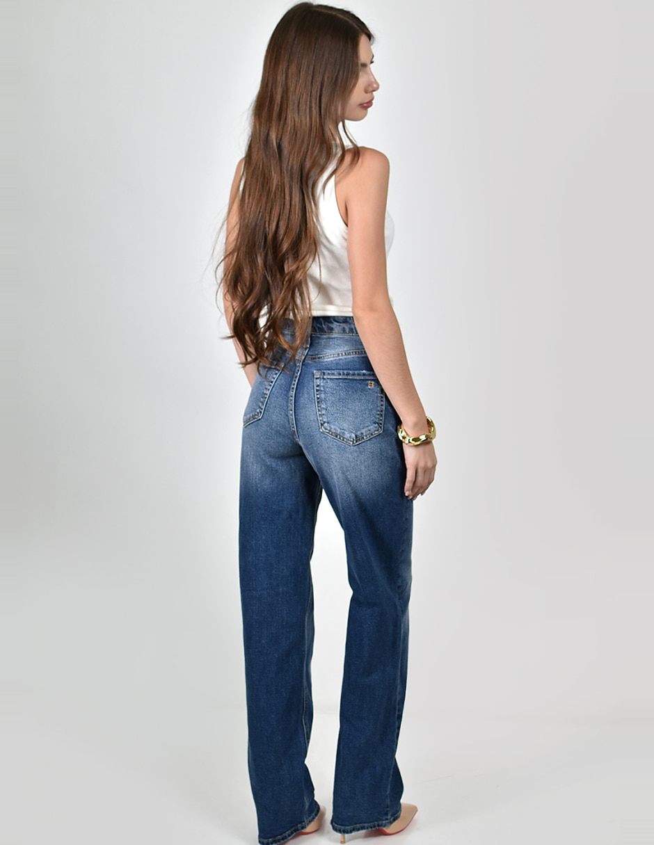 Jeans wide leg cintura alta para mujer 4