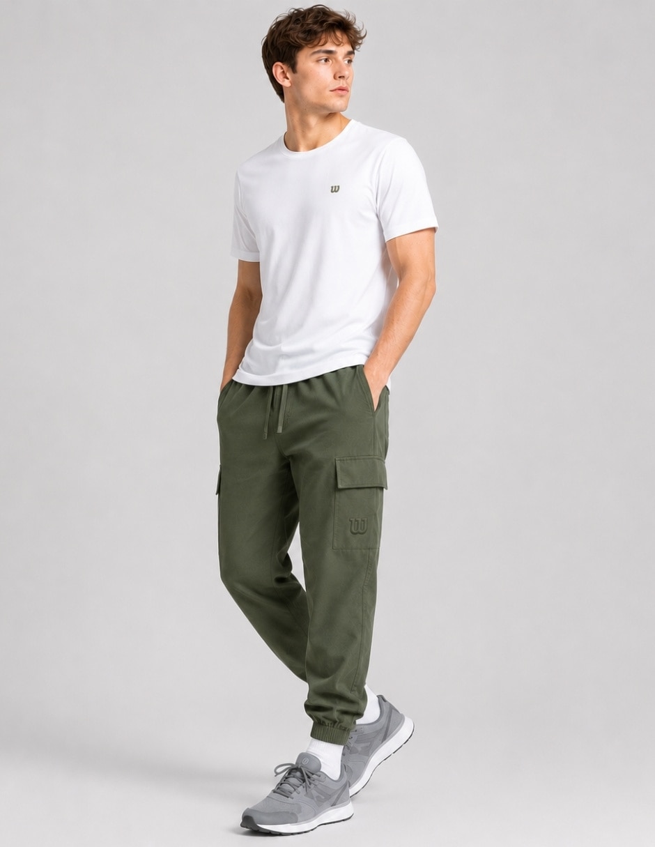 Jogger estampado logo con bolsillos para hombre 6