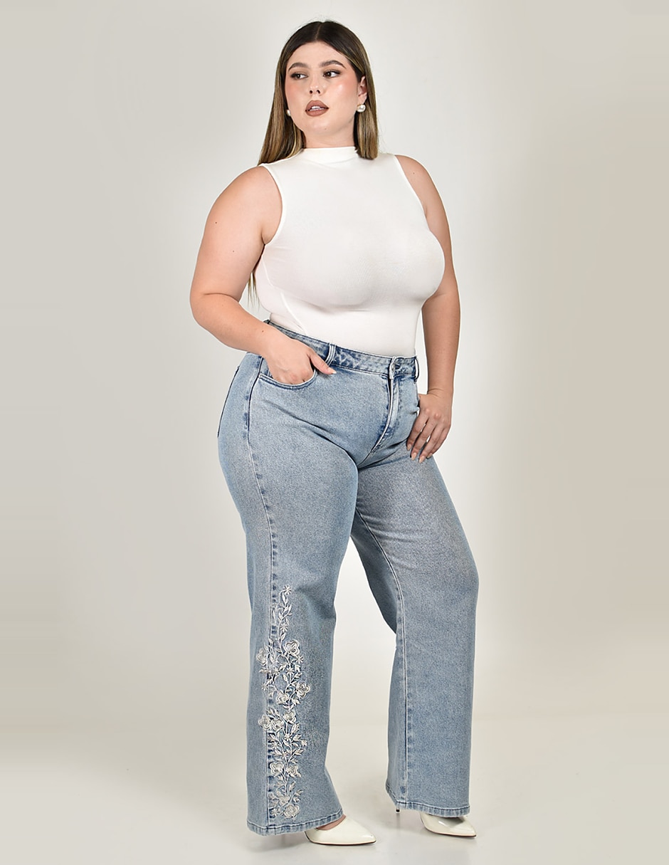 Jeans wide leg j-ch-zh-0211-denim para mujer 2