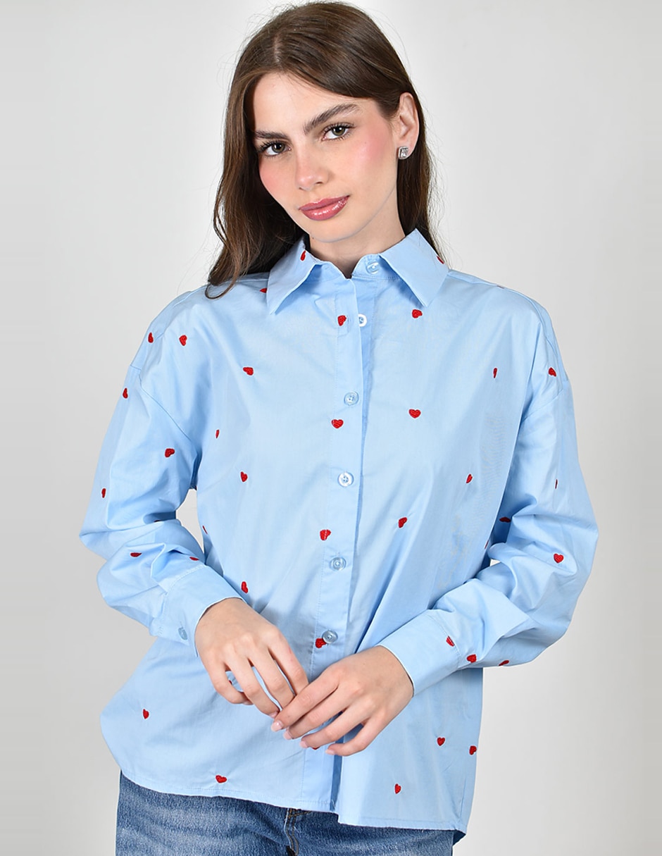 Camisa roman fashion de algodón manga larga para mujer