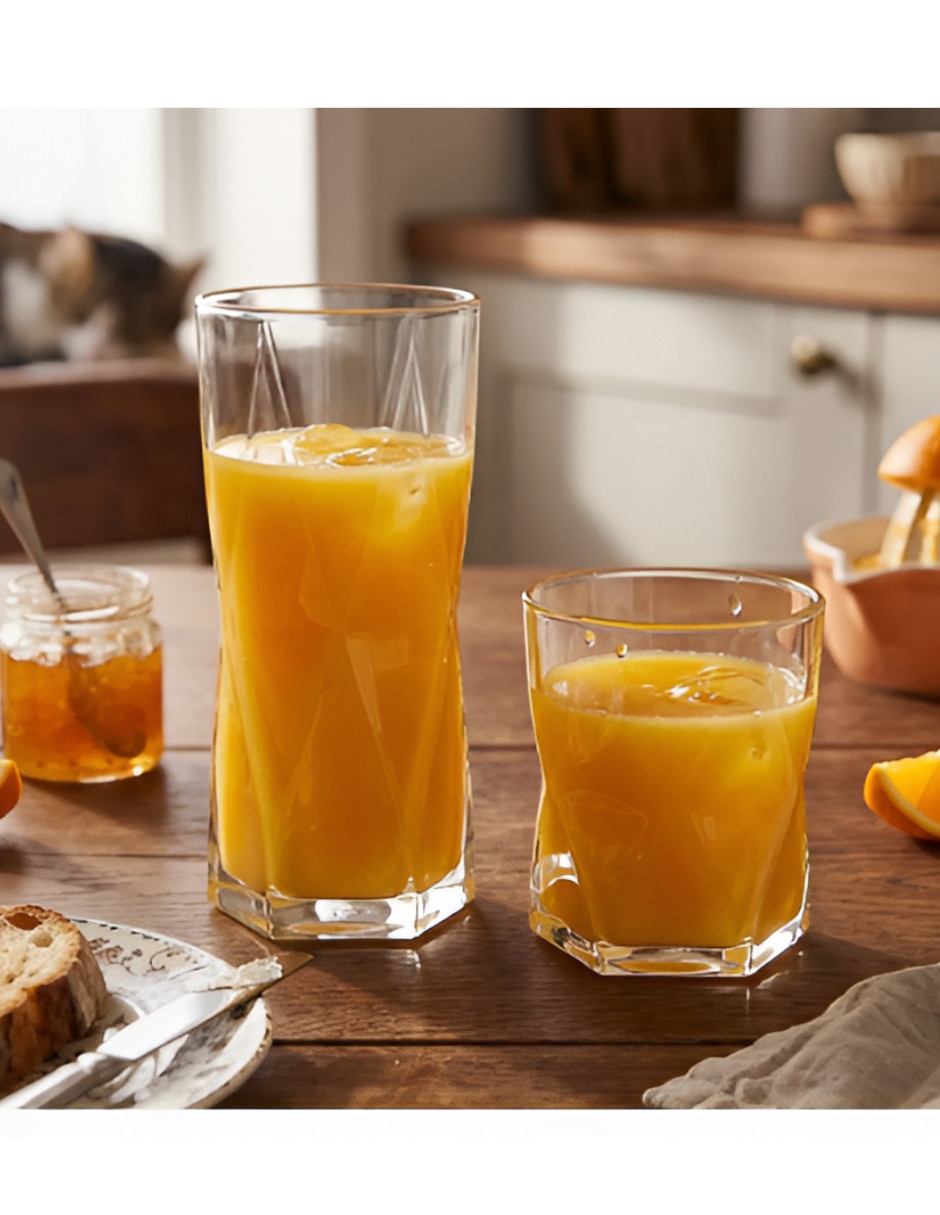 Vaso para jugo de vidrio con 8 piezas 3