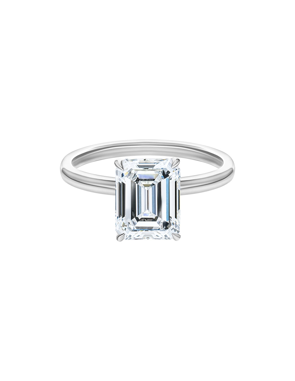 Anillo 14 k de oro blanco moissanita brillante