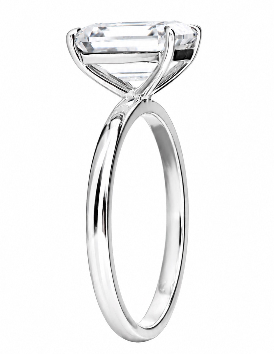 Anillo 14 k de oro blanco moissanita brillante