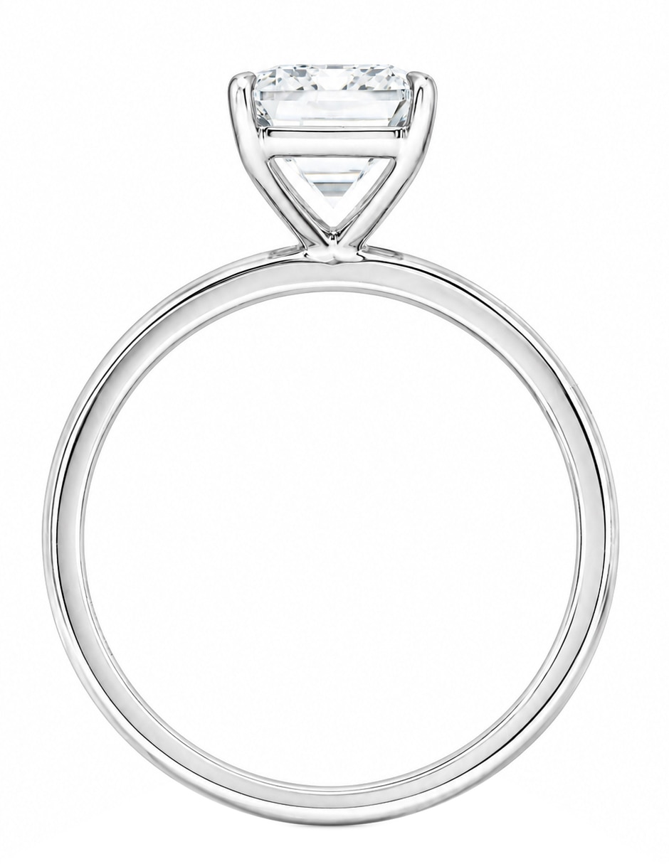 Anillo 14 k de oro blanco moissanita brillante