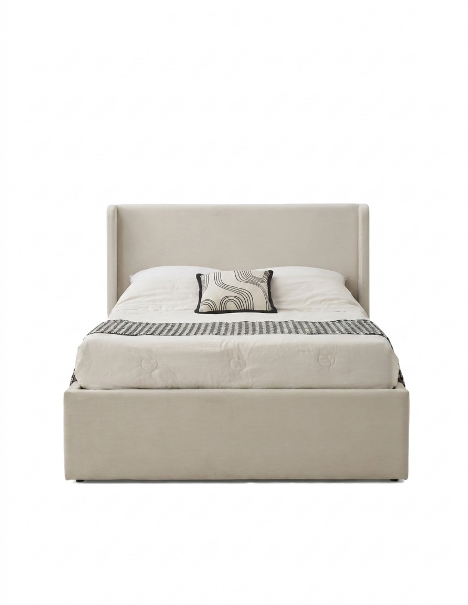 Cama de madera y tela Cama de madera y tela