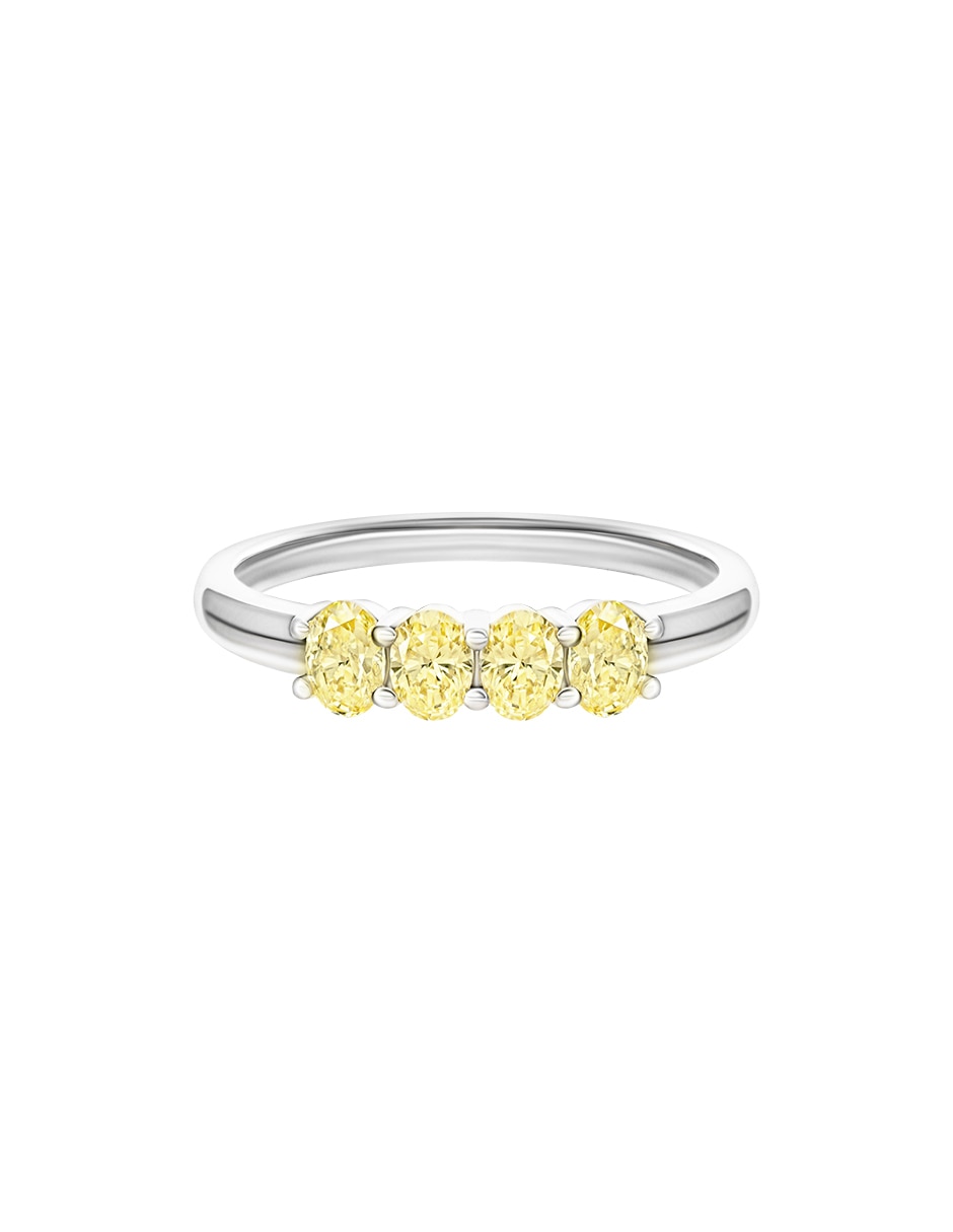 Anillo 14 k de oro blanco diamante brillante