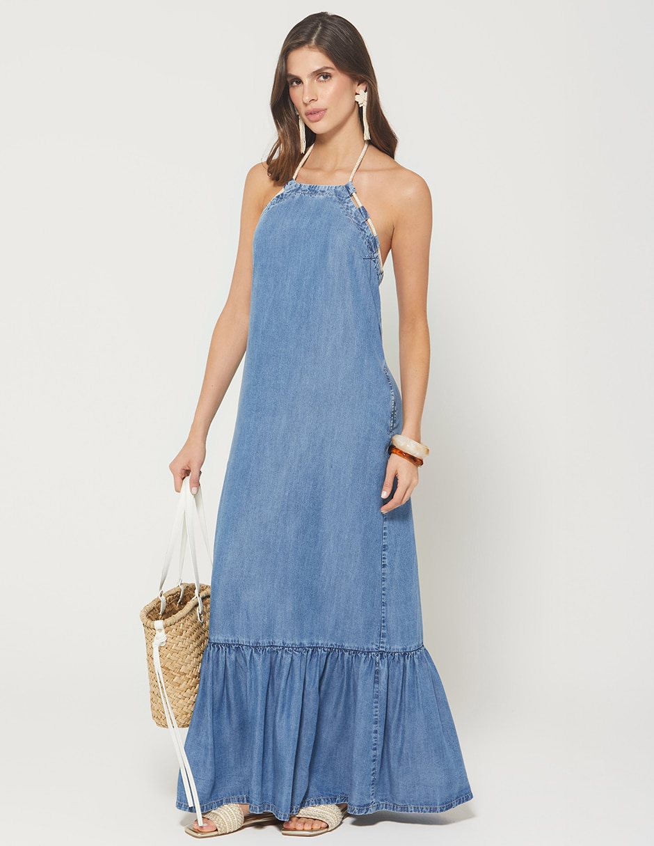 Vestido largo casual denim garden para mujer 5