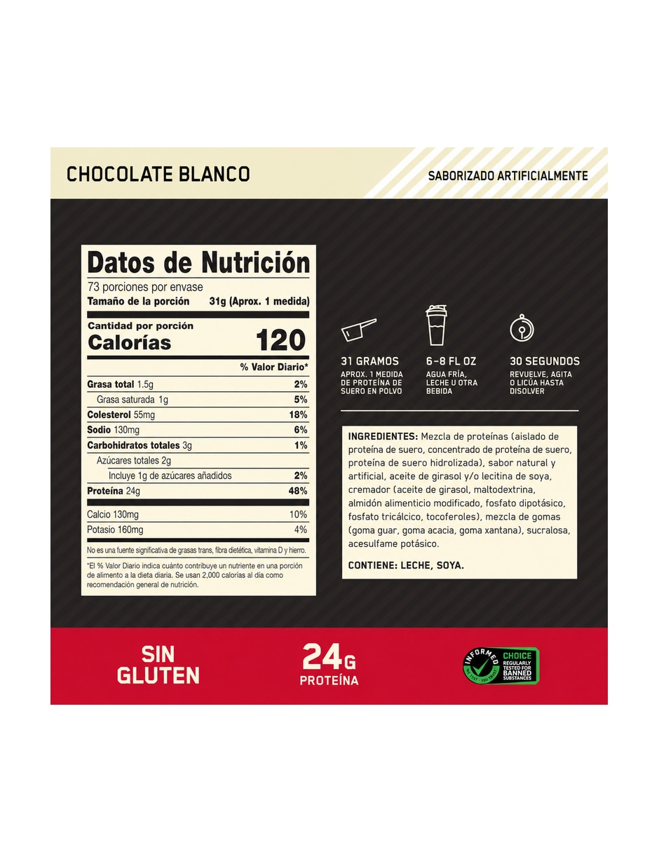 Gold Standard con proteína sabor chocolate de 2.2 Kg 3