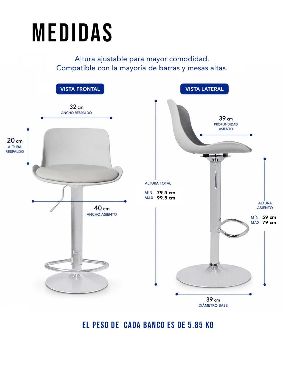 Banco alto Sin familia o colección de Acero inoxidable 10