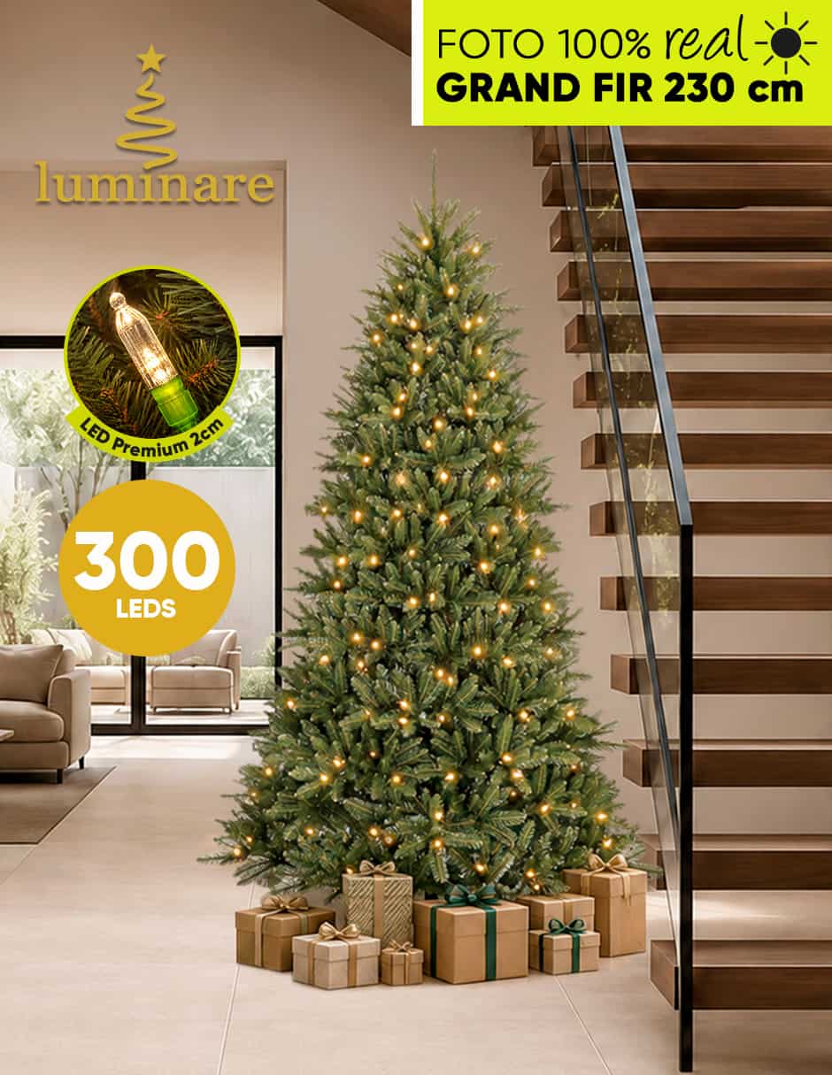 Árbol de navidad grand fir preiluminado de pvc con 300 luces