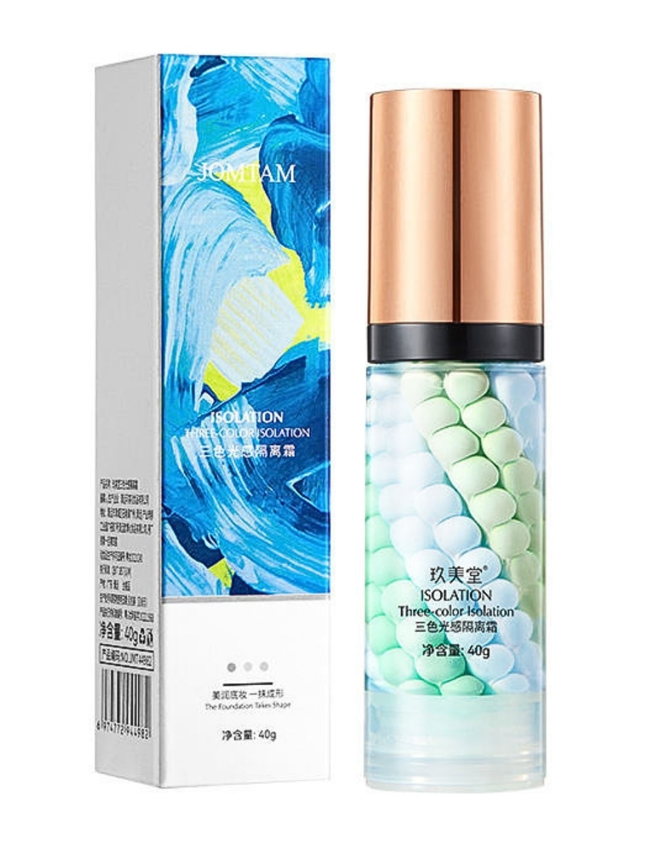 Primer maquillaje correctora de color 3 en 1 azul verde y turquesa