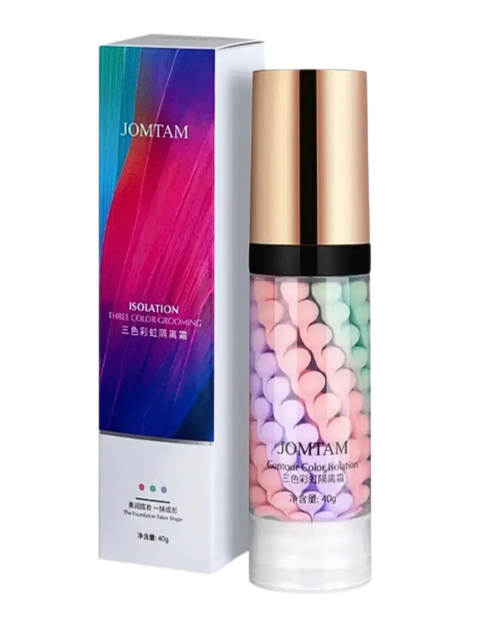 Primer maquillaje correctora de color 3 en 1 colores morado rosa y verde