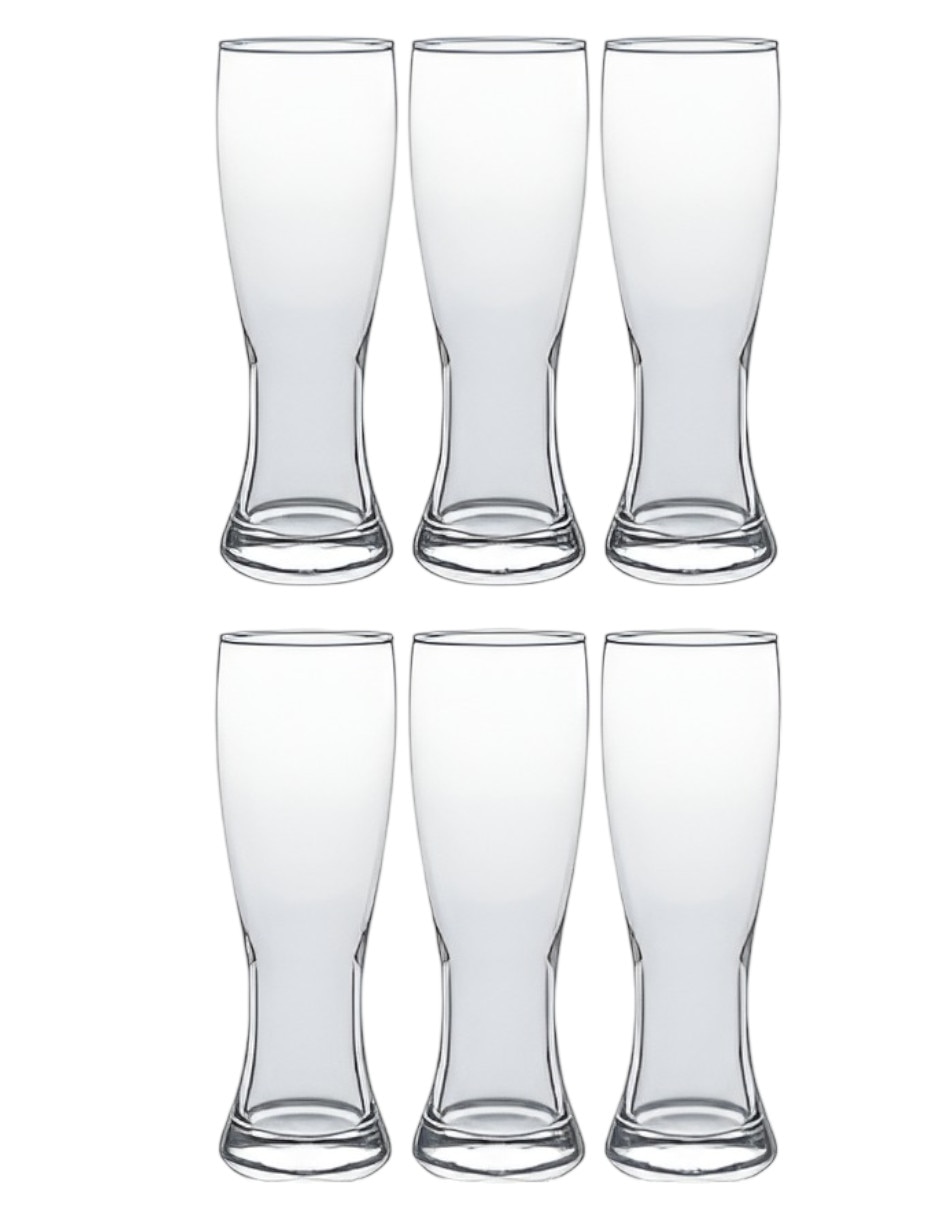 Vaso para cerveza de vidrio con 6 piezas