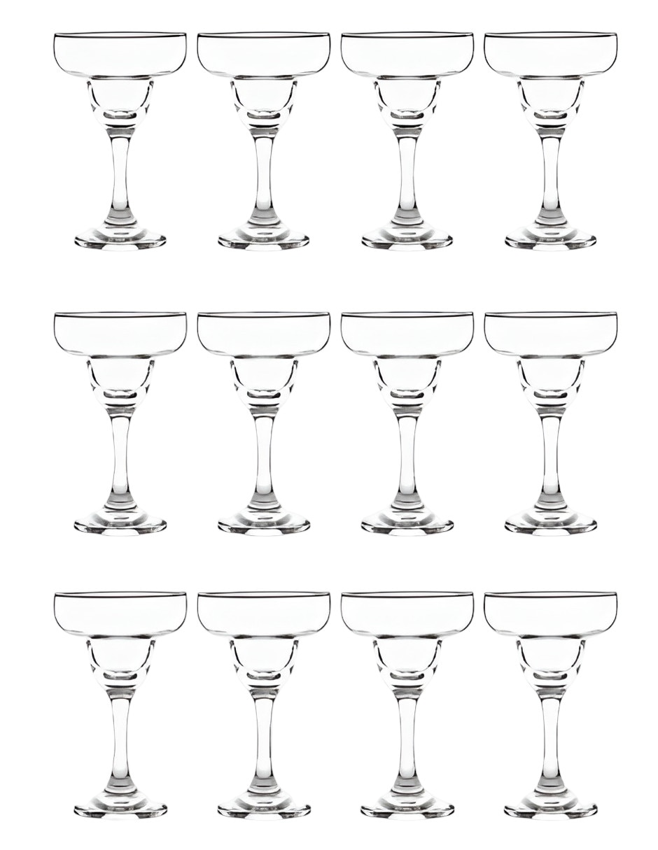 Set de copas para margarita de vidrio 12 piezas