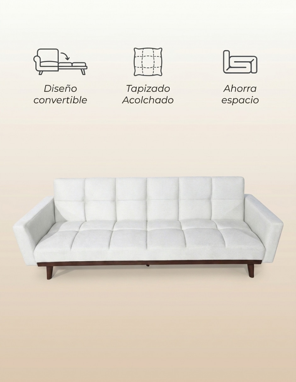 Sofá cama armable de madera y tela 6