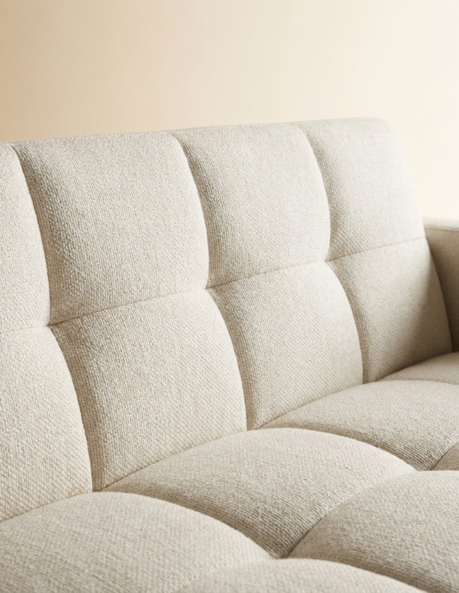 Sofá cama armable de madera y tela 2