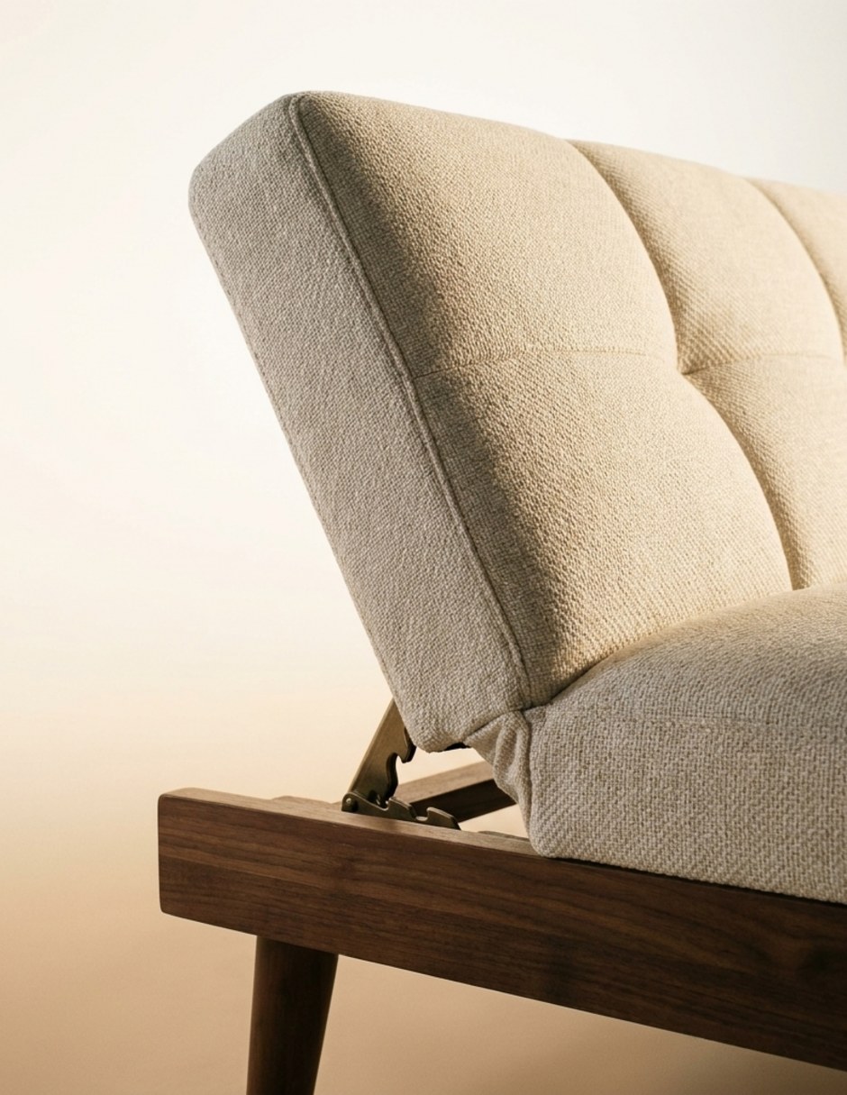 Sofá cama armable de madera y tela 3