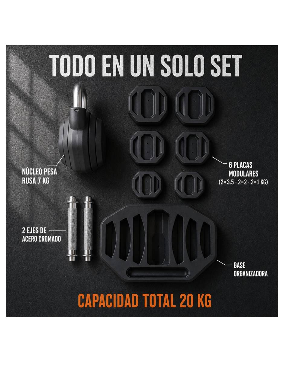 Set mancuerna de peso fijo 20 kg 4