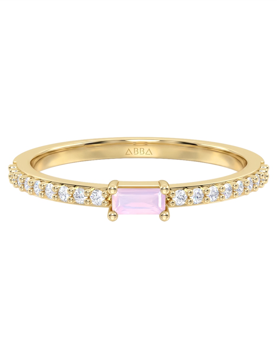 Anillo 14 k de oro zirconia brillante