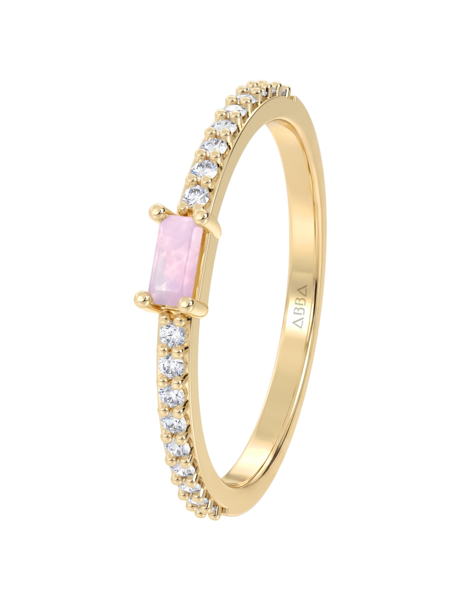 Anillo 14 k de oro zirconia brillante 3