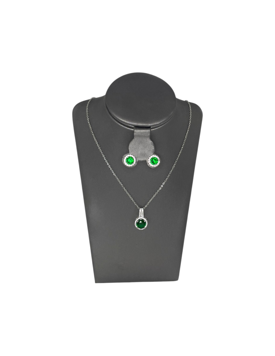 Aretes y collar de acero inoxidable zirconia