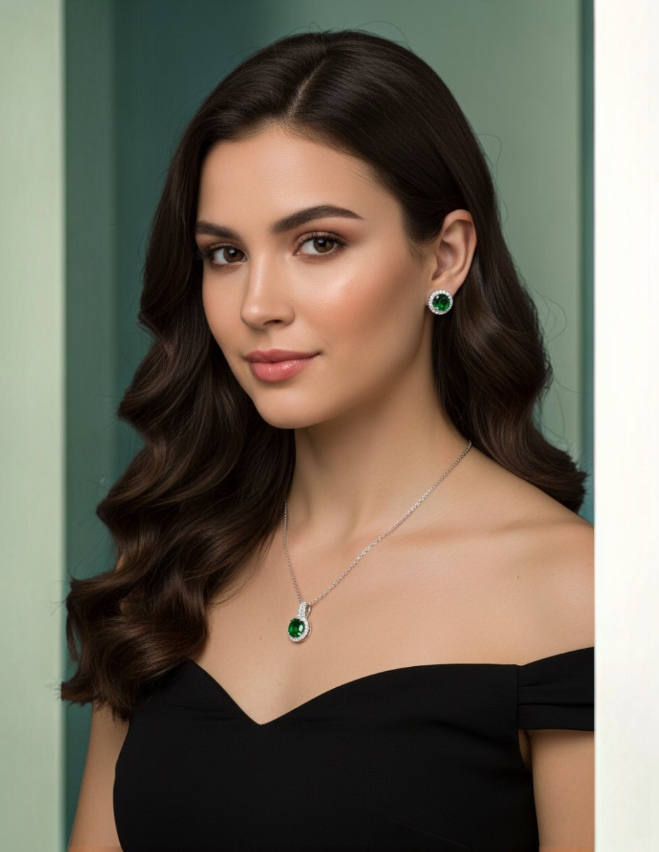 Aretes y collar de acero inoxidable zirconia