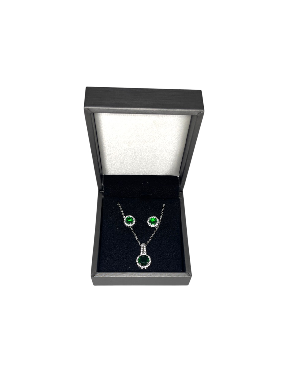 Aretes y collar de acero inoxidable zirconia