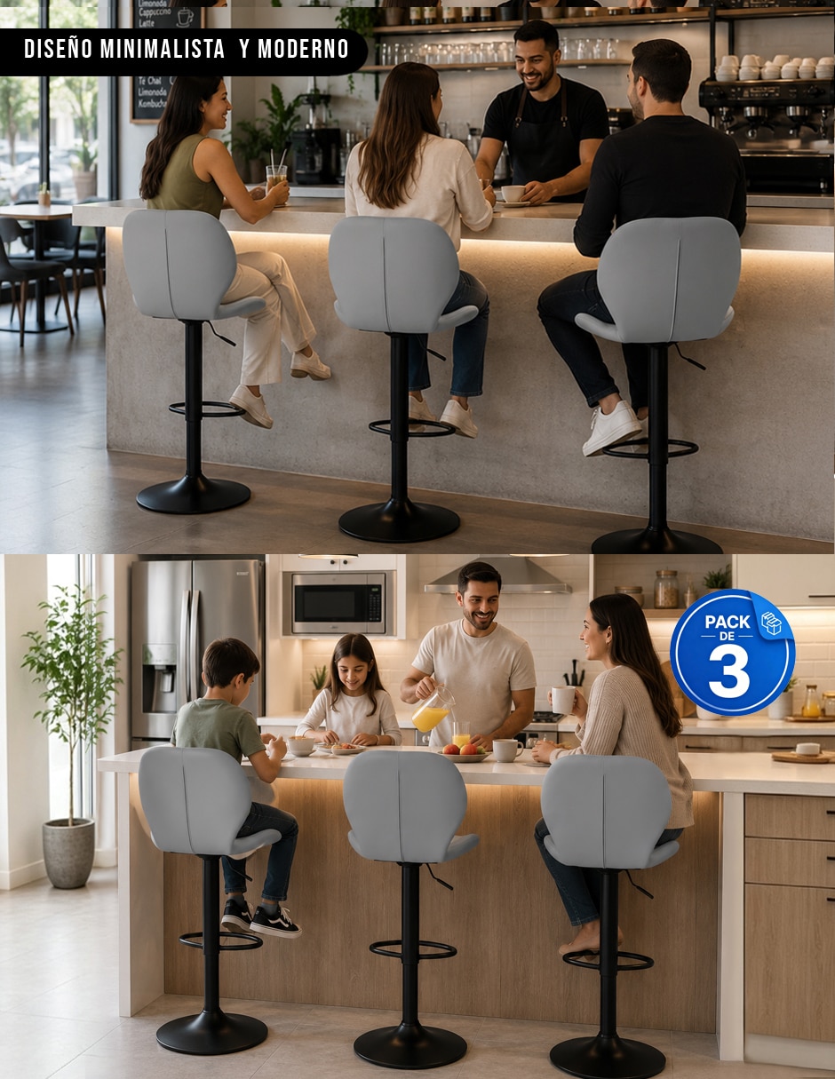 Juego de bancos altos de acero inoxidable 6