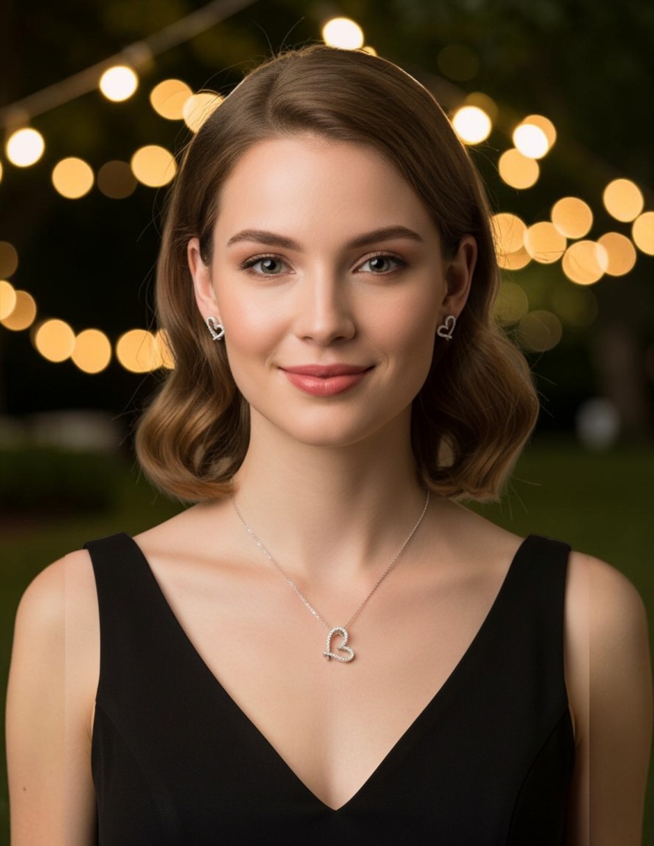 Aretes y collar de acero inoxidable zirconia