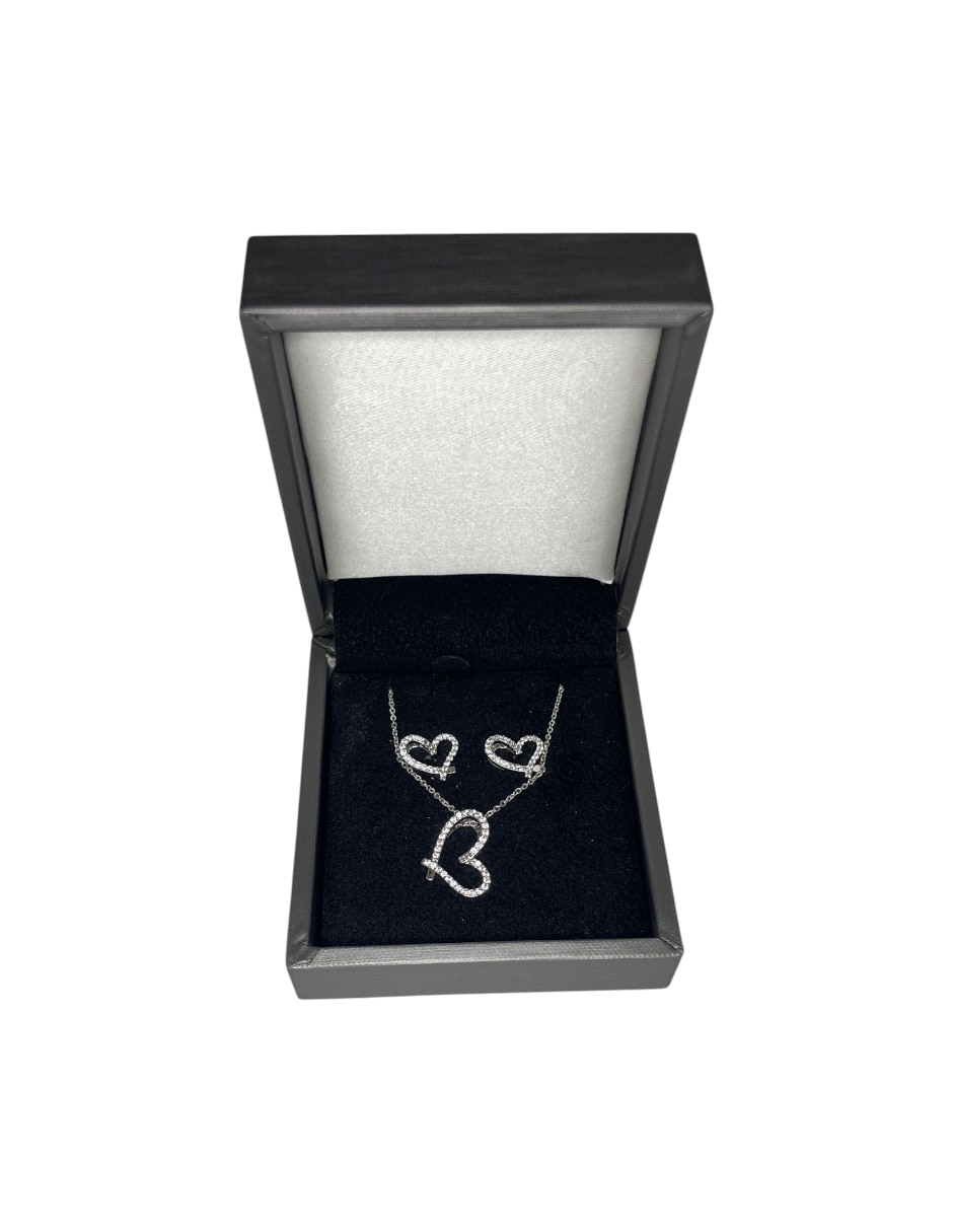 Aretes y collar de acero inoxidable zirconia