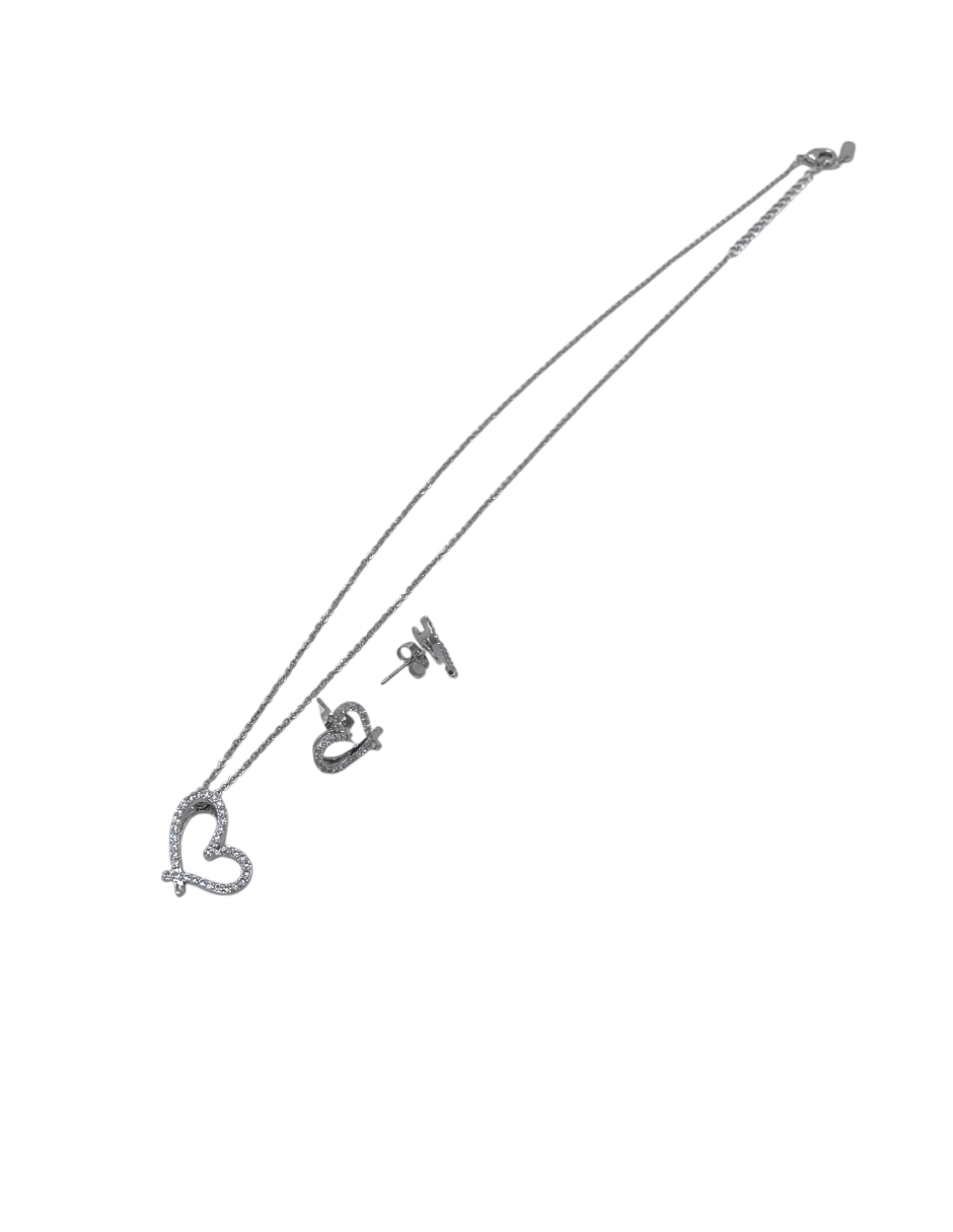 Aretes y collar de acero inoxidable zirconia