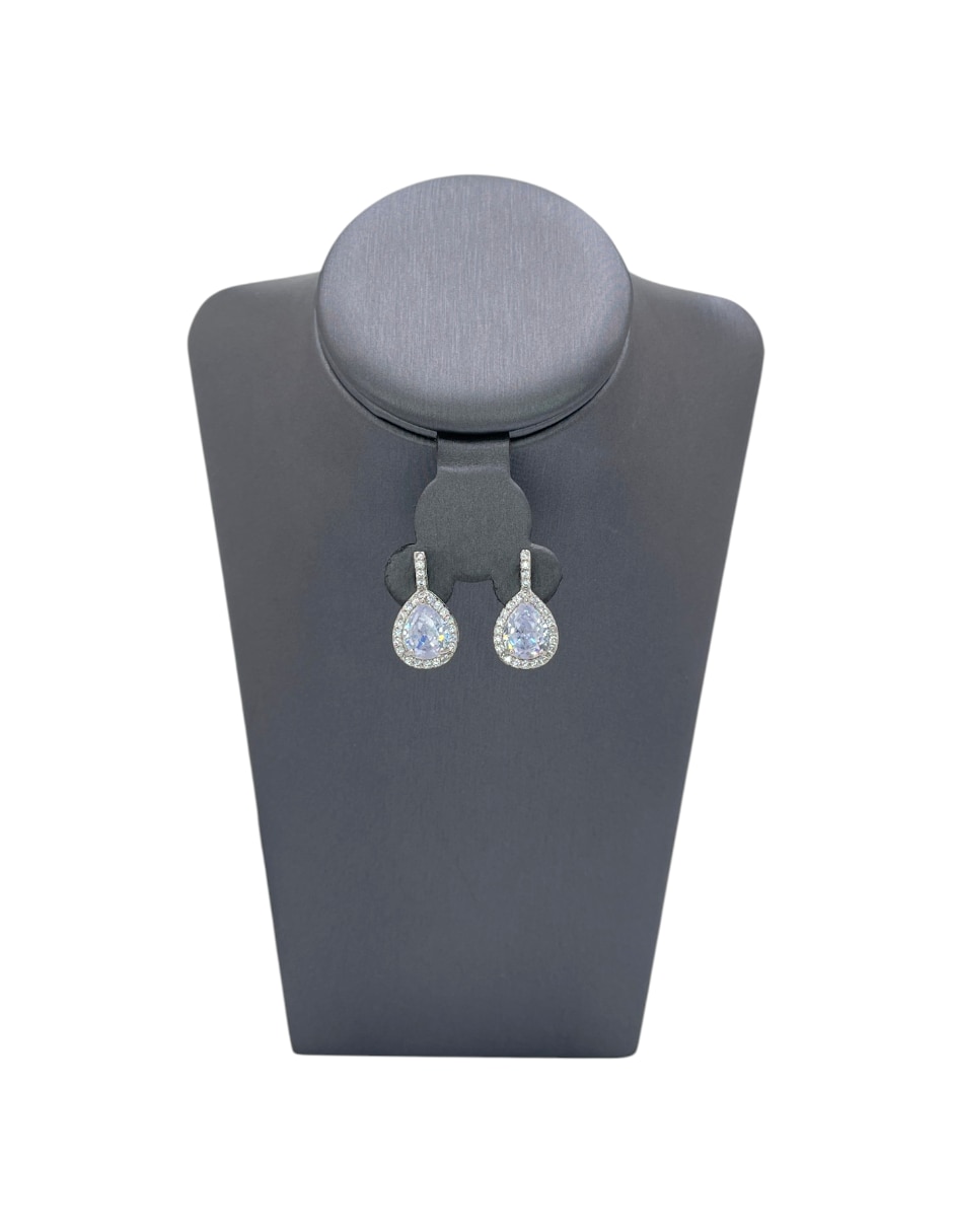 Aretes y collar de acero inoxidable zirconia