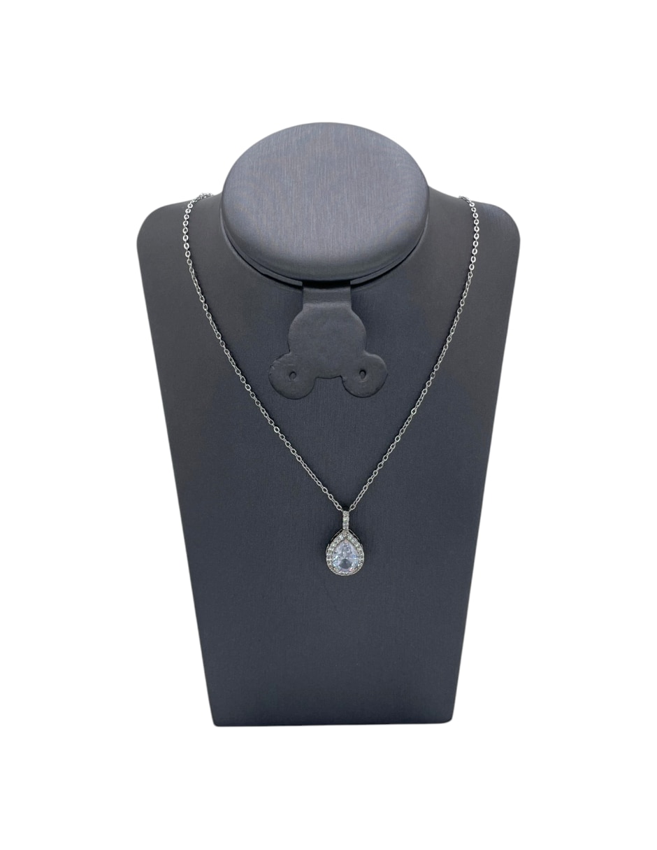 Aretes y collar de acero inoxidable zirconia