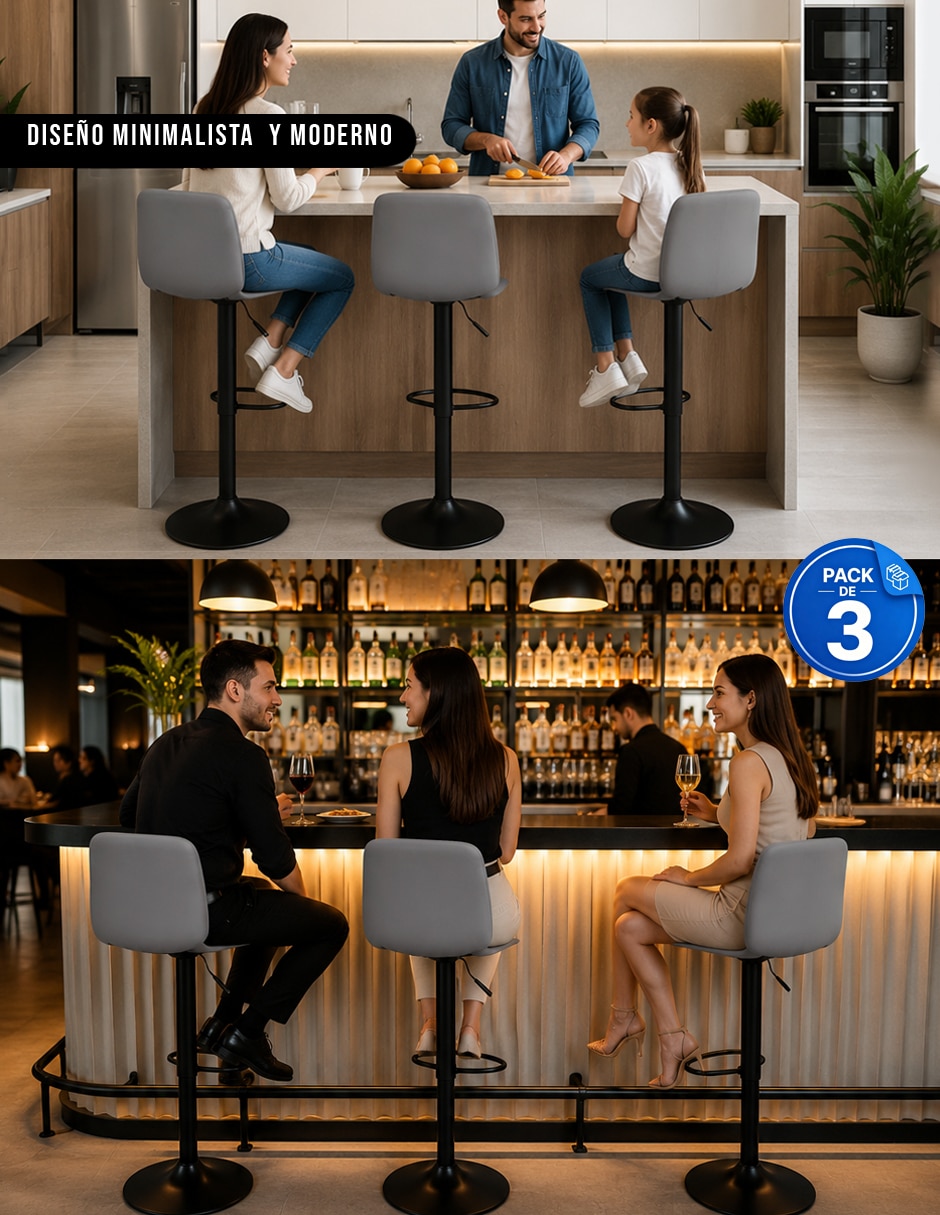 Juego de bancos altos de acero inoxidable 6