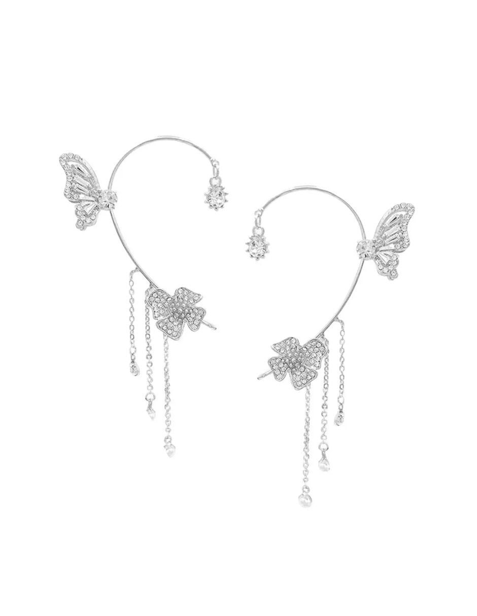 Aretes largos daisy de plata aventurina
