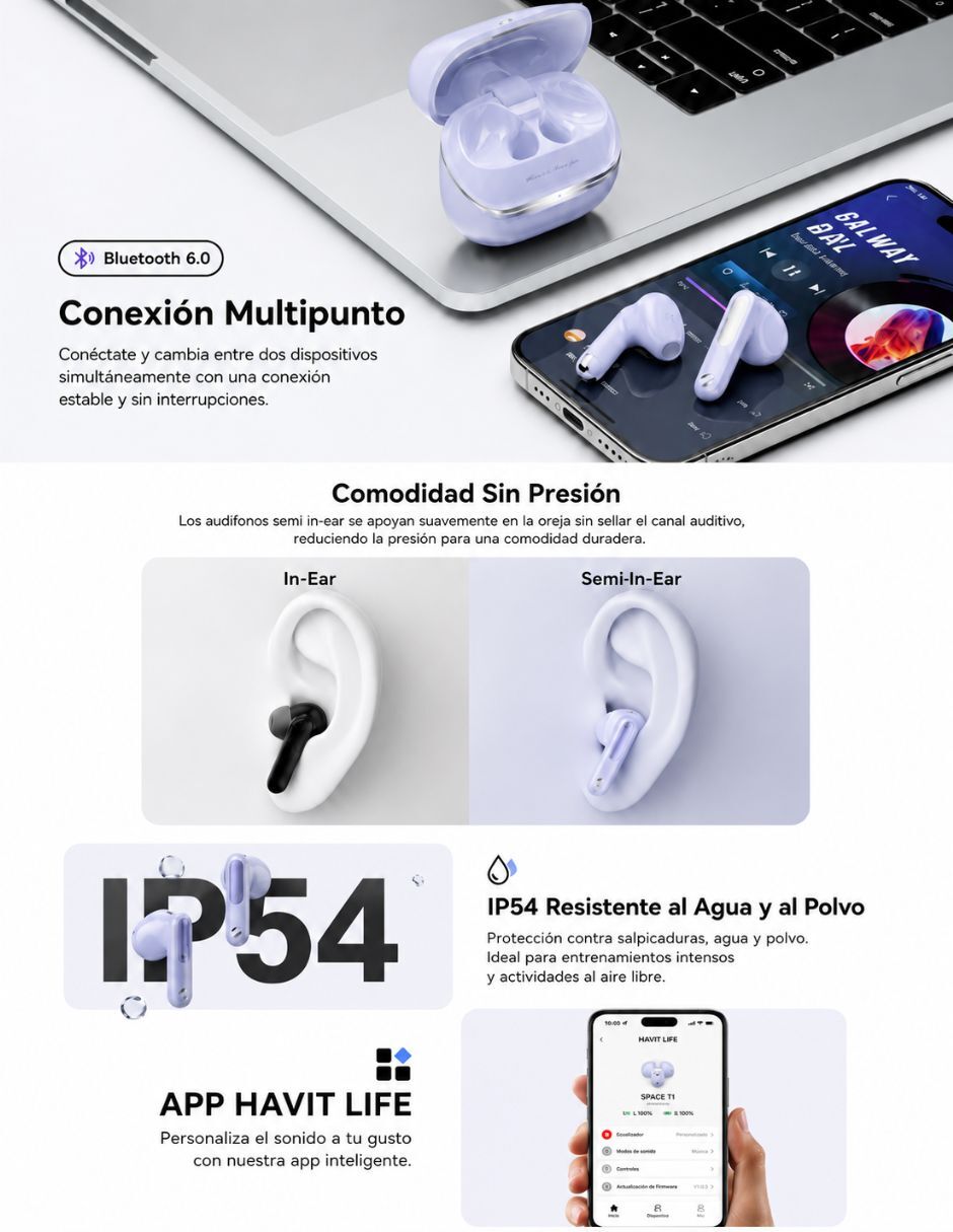 Audífonos in-ear inalámbricos TW983 con cancelación de ruido 6