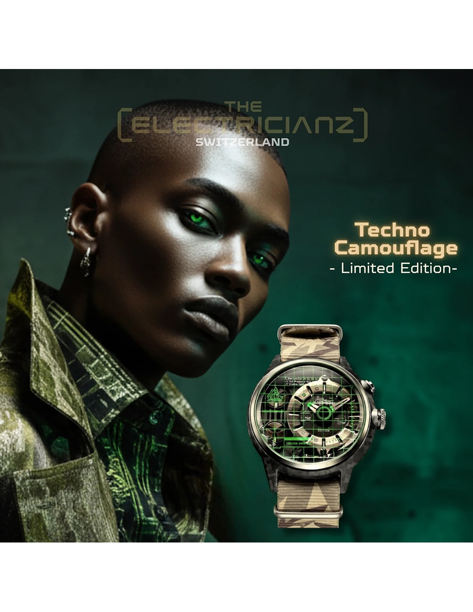 Reloj pulsera Crypto Techno Camouflage Ediciã³N Limitada para hombre ZZ C1C 02 NCA
